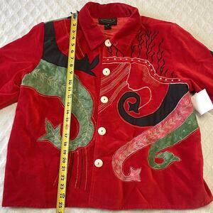 Alex Kim Women's Vintage Patchwork Embroidered Jacket Size 1X Red